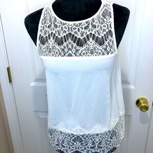 BB Dakota crocheted lace sleeveless white top xs